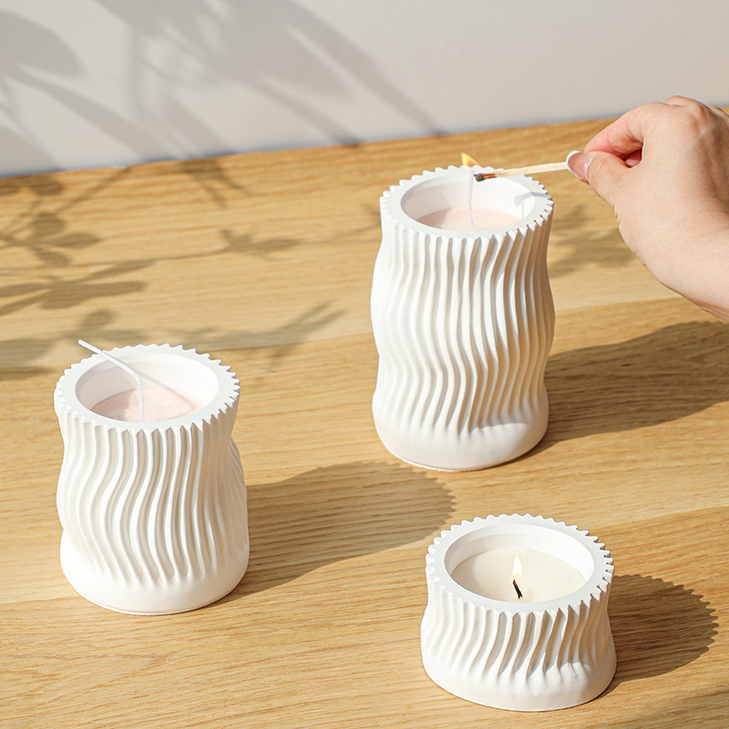 Idli Steamer Mold - Wave Striped Candle Cup Clay Silicone