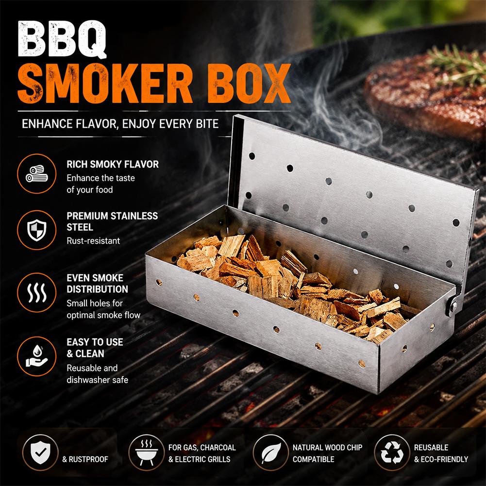Stainless Steel BBQ Smoker Box - Smoker Box Wood Chip recension och pris