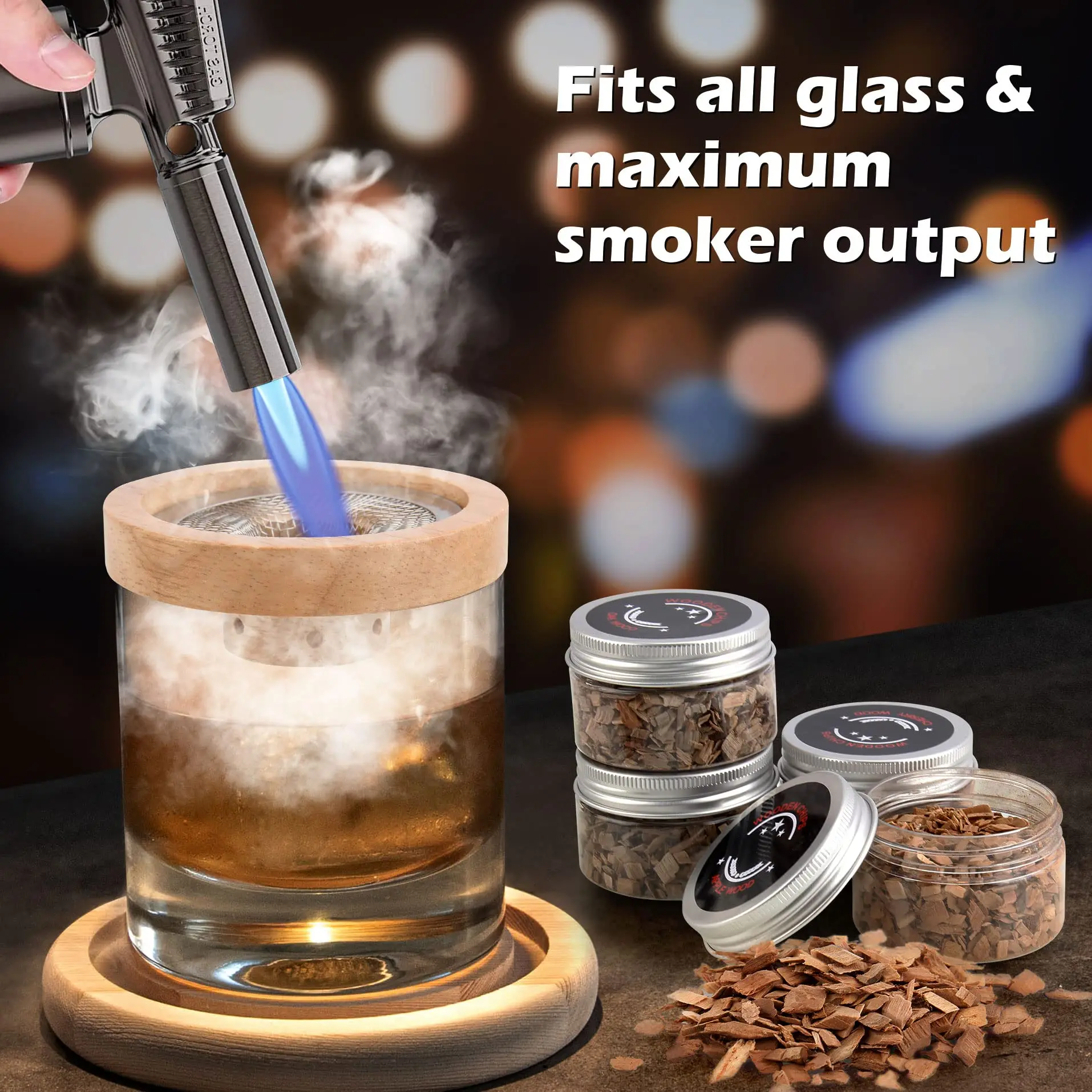 Cocktail Smoker Set Bar Wooden - Smoker Box Wood Chip recension och pris